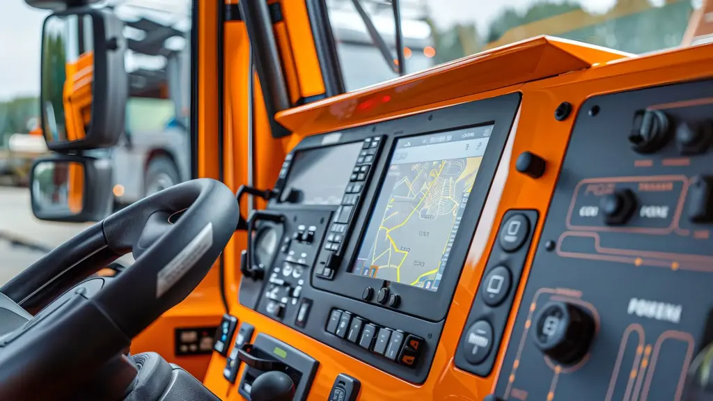 Fahrerkabine einer Baumaschine mit Bedienkonsole