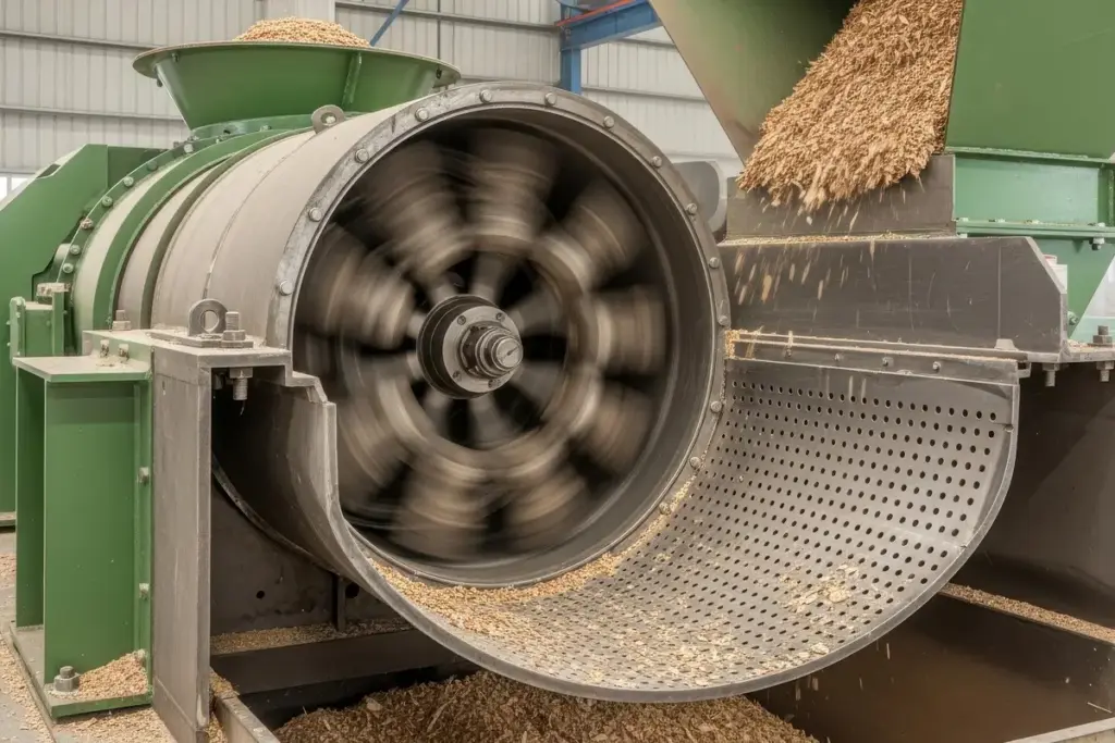 Industrielle Siebanlage zur Materialtrennung im Recycling