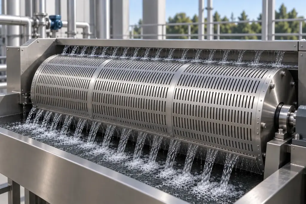Edelstahl-Filtertrommel in einer Wasserbehandlungsanlage